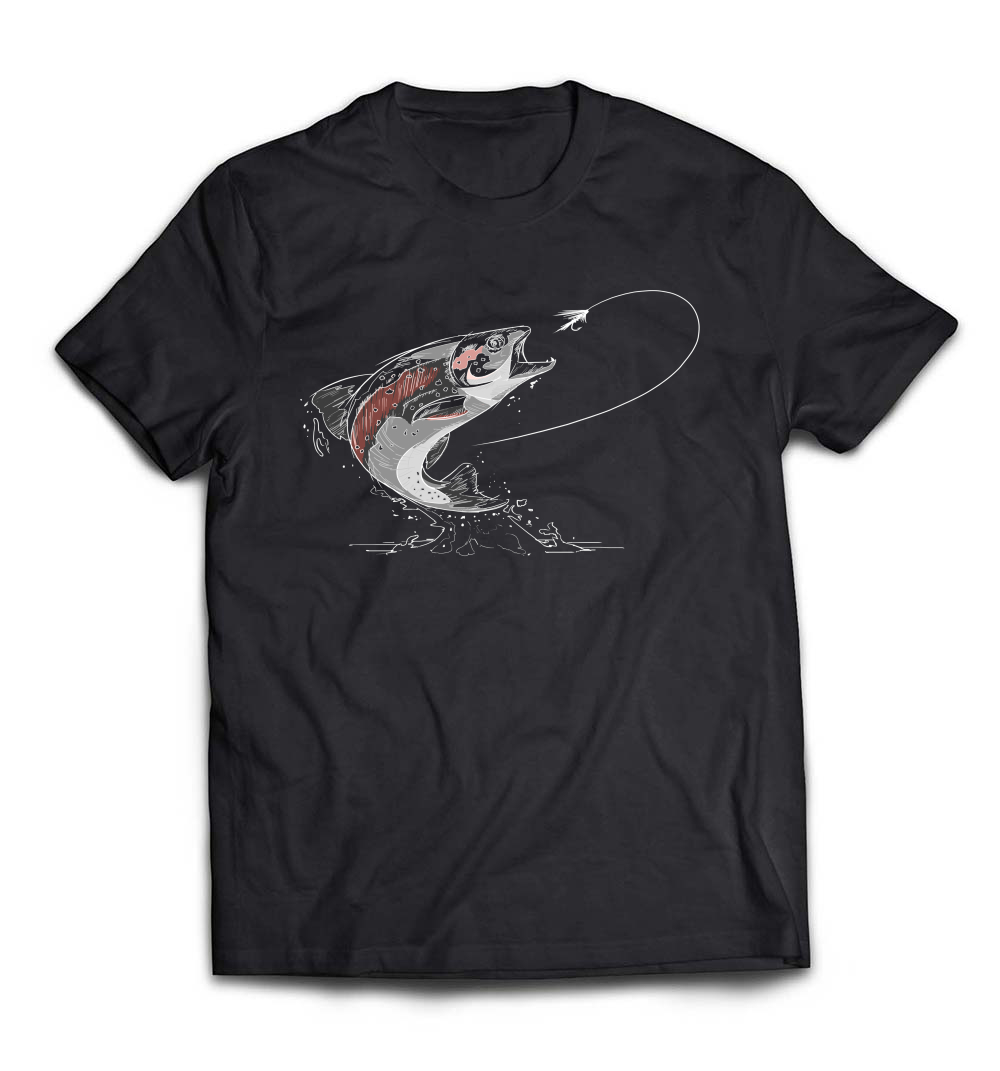 Fishing T-Shirt: Fish Jumping Fly Fishing Design